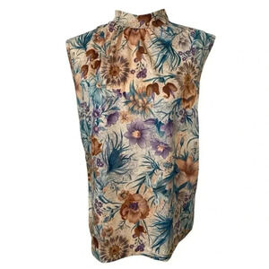 Vintage 1970s Random Womens Mock Neck Sleeveless Top